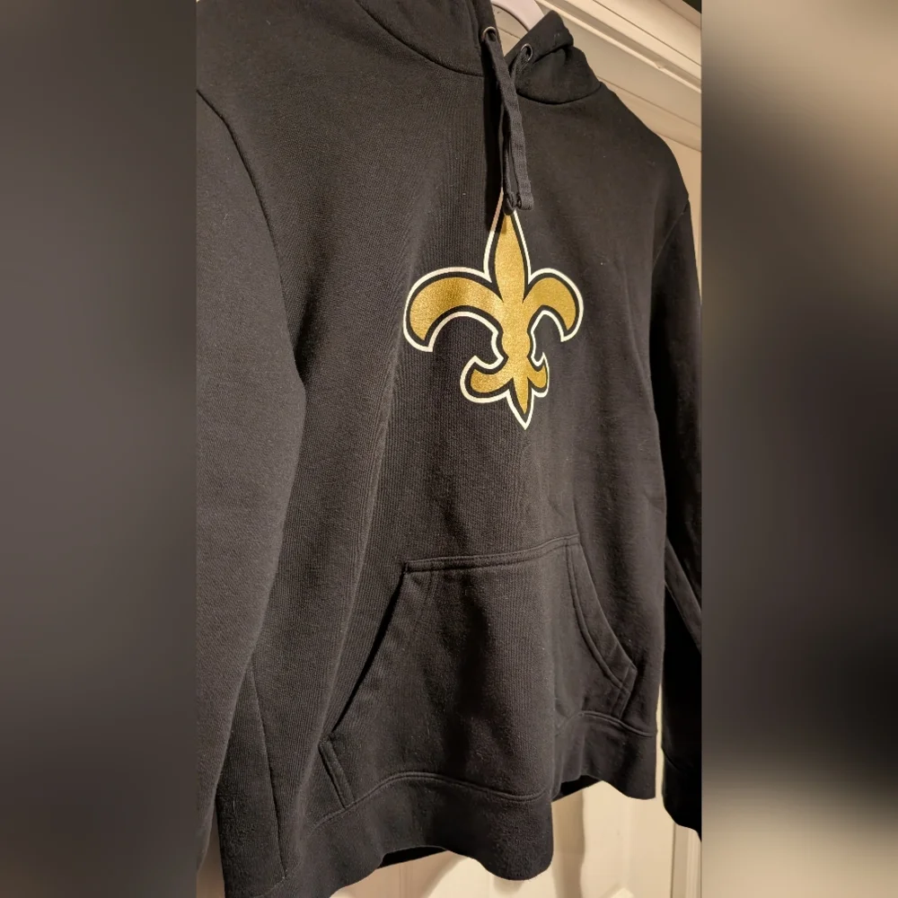 New Orleans Saints Fanatics NFL Black Hoodie Size Medium Cotton Polyester Blend - Picture 10 of 14
